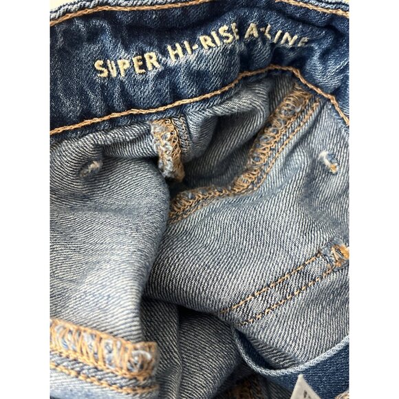 American Eagle Womens 2 XS Super Hi Rise A Line Blue Jean Denim Mini Skirt - Picture 12 of 14